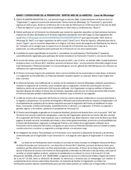 Catálogo Oferta :: Bases sorteo WhatsApp – Día del amigo